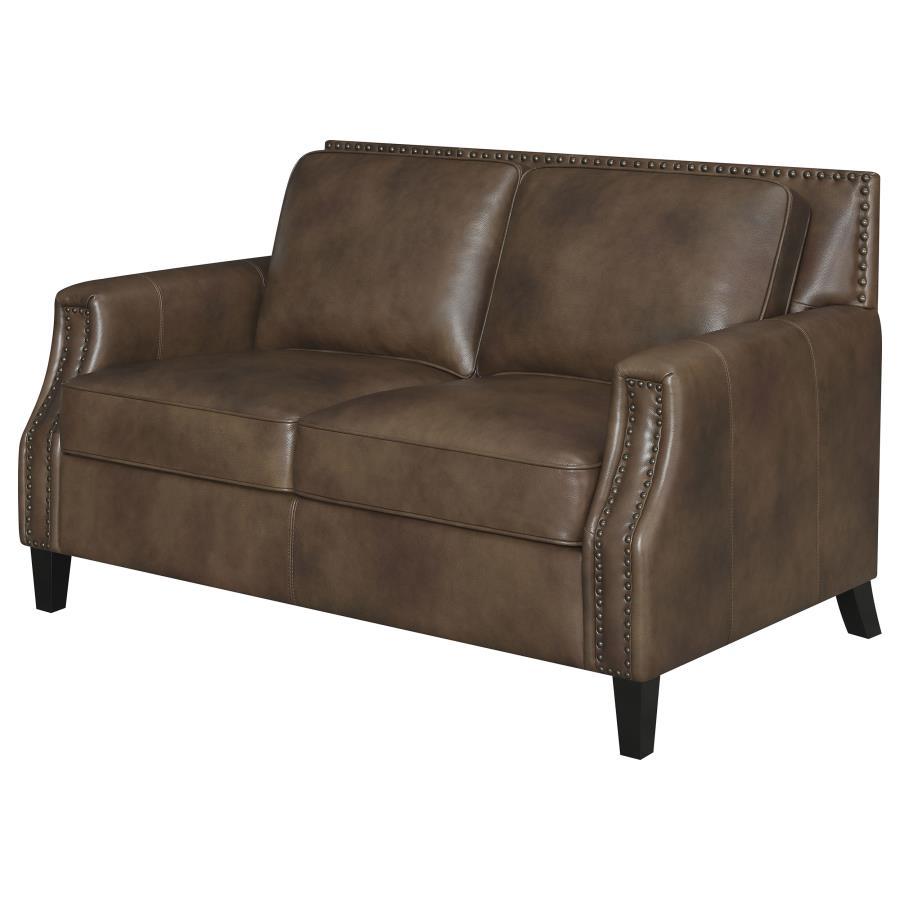 Leaton - Upholstered Recessed Arm Loveseat - Brown Sugar