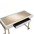 Boice - Vanity Desk - White PU & Champagne Finish