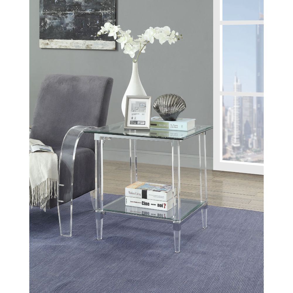 Polyanthus - End Table - Clear Acrylic, Chrome & Clear Glass - 24