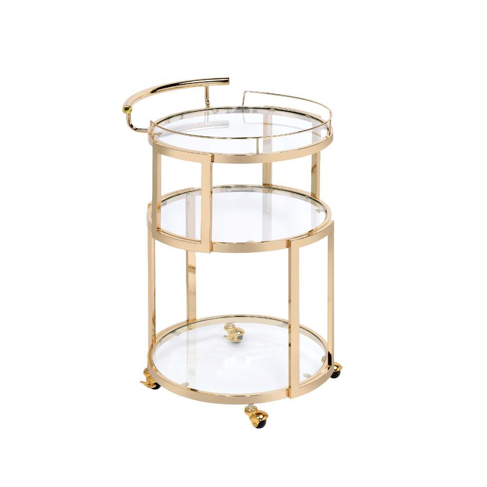 Madelina - Serving Cart - Gold & Clear Glass