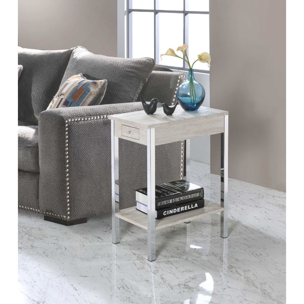 Philo - Accent Table - Natural & Chrome