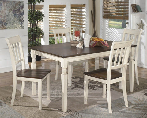 White / 5 Pc. - Rectangular Dining Room Table, 4 Side Chairs