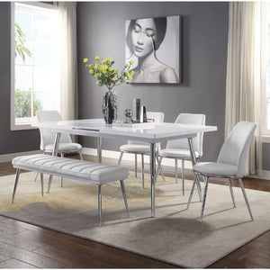 Weizor - Dining Table - White High Gloss & Chrome