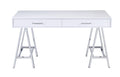 Coleen - Desk - White High Gloss & Chrome Finish