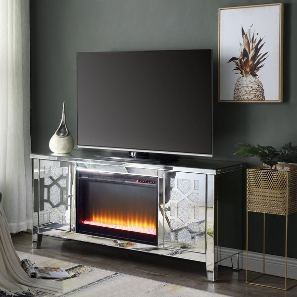 Noralie - TV Stand - Mirrored & Faux Diamonds - Wood - 28