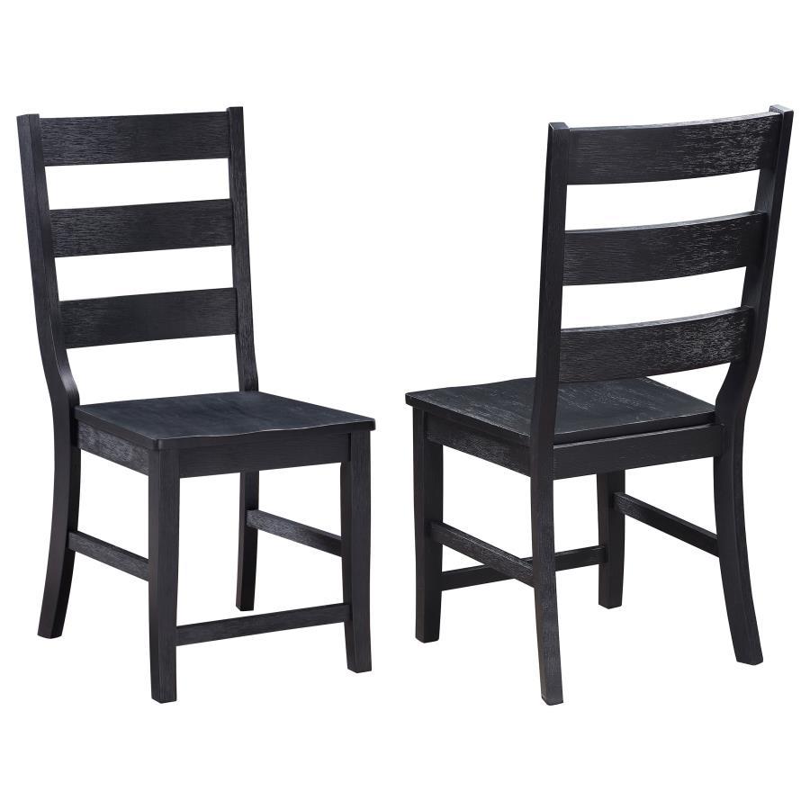 Newport - Ladder Back Wood Dining Side Chair (Set of 2) - Black