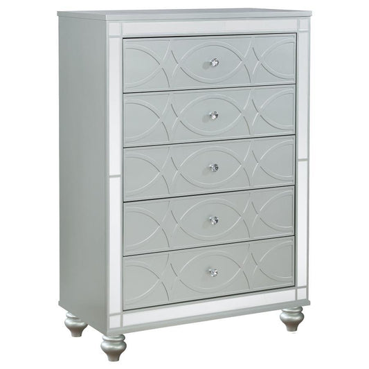 Gunnison - 5-Drawer Bedroom Chest - Silver Metallic