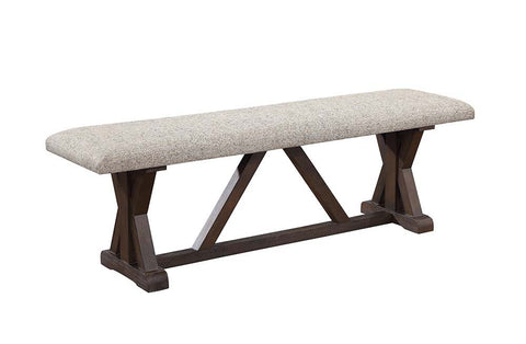 Pascaline - Bench - Gray Fabric, Rustic Brown & Oak Finish