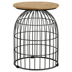 Bernardo - Round Wire Frame Side Table - Natural And Gunmetal