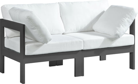 Nizuc - Outdoor Patio Modular Sofa 2 Seats - White - Fabric