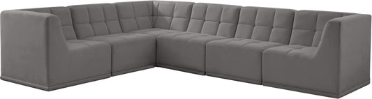 Relax - Modular Sectional 6 Piece - Gray - Fabric