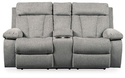 Mitchiner - Fog - DBL Rec Loveseat w/Console