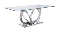 Finley - Dining Table - Clear Glass & Mirrored Silver Finish