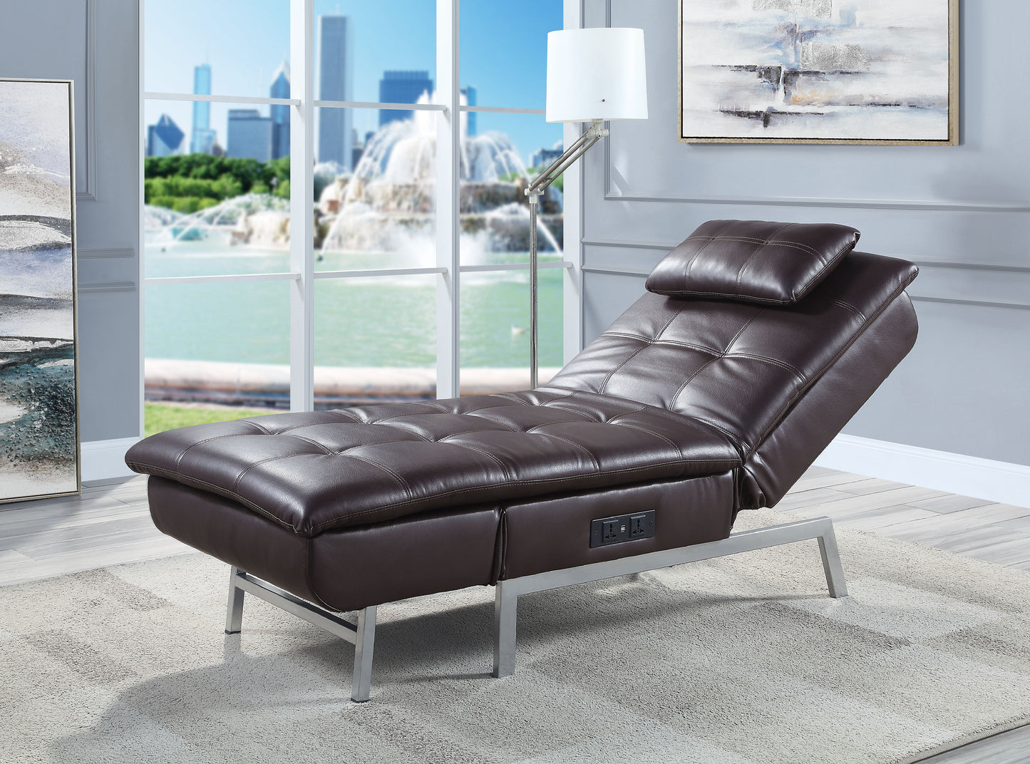 Padilla - Chaise - Brown Fabric