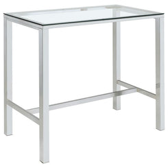 Tolbert - Rectangular Glass Top Pub Bar Table - Chrome