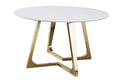 Gwynn - Round Marble Stainless Steel Dining Table - Gold