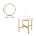 Midriaks - Vanity Mirror & Stool - PU, White & Gold Finish