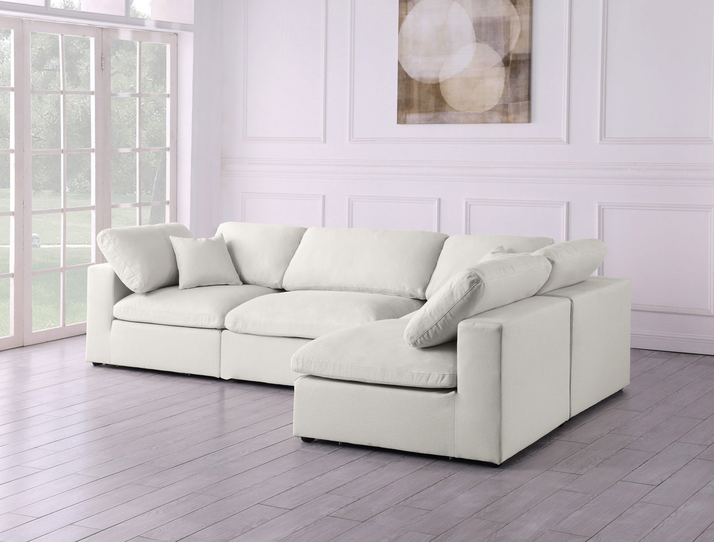 Plush - Velvet Standart Comfort Modular Sectional 4 Piece - Cream