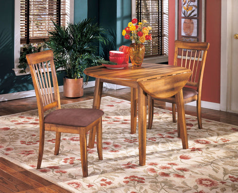 Dark Brown / 3 Pc. - Drop Leaf Table, 2 Upholstered Side Chairs