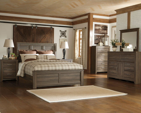 Dark Brown / 5 Pc. - Dresser, Mirror, Panel Bed / Queen