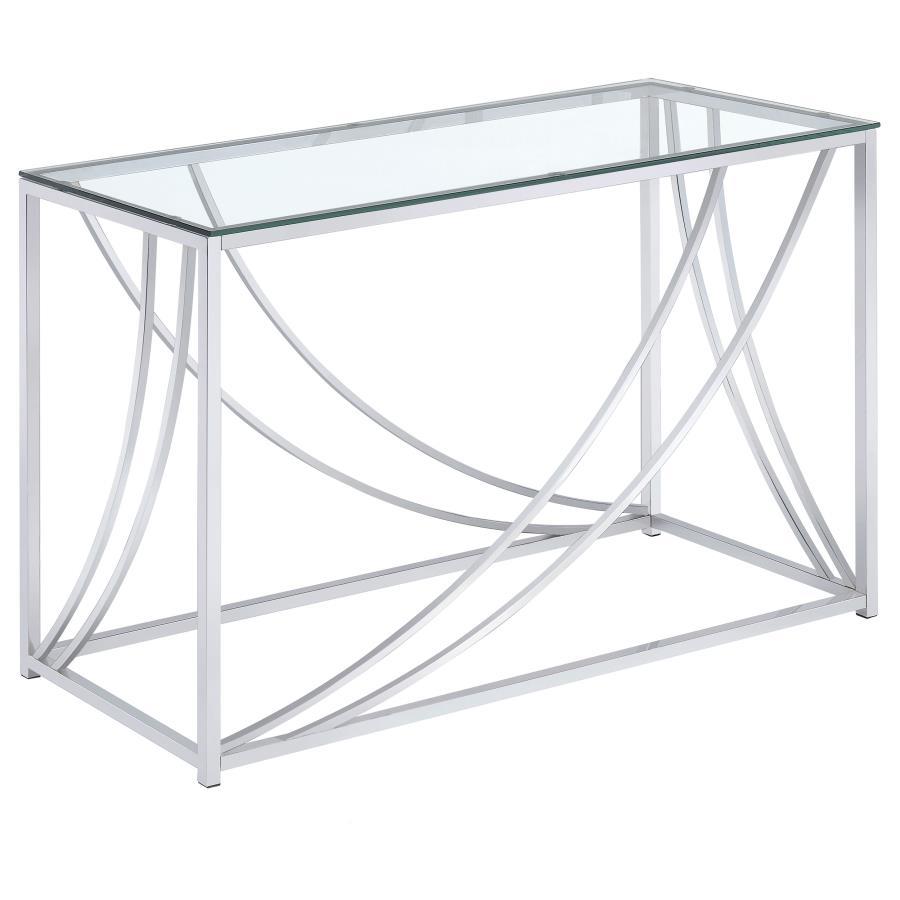 Lille - Glass Top Rectangular Sofa Table Accents - Chrome