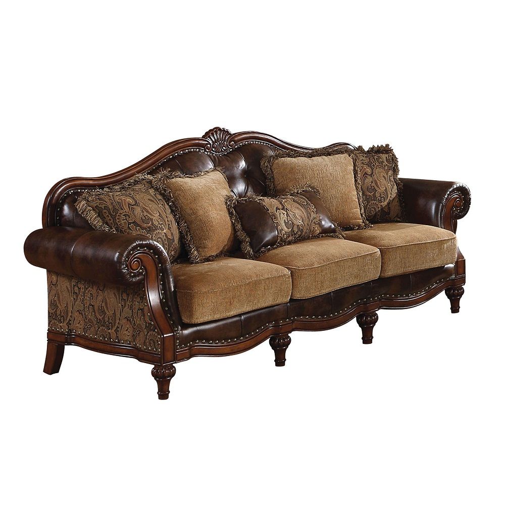 Dreena - Sofa (With 5 Pillows) - Dark Brown - 93"