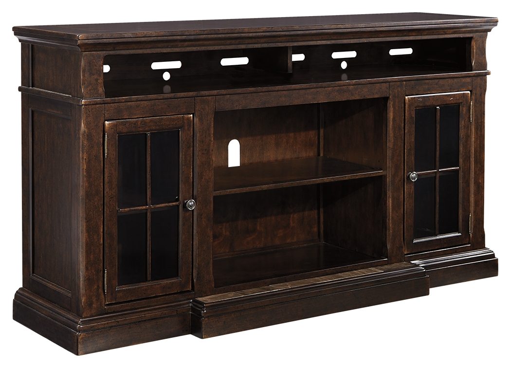 Roddinton - Dark Brown - XL TV Stand w/Fireplace Option