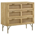 Zamora - 3-Drawer Accent Cabinet - Natural And Antique Brass