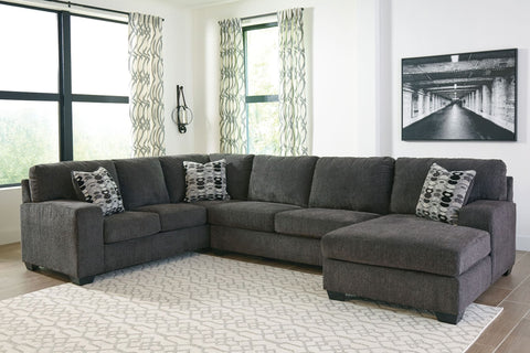 Dark Gray / 3-Piece Sectional with Right-Arm Facing Chaise