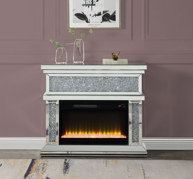 Noralie - Fireplace - Mirrored - Wood - 36