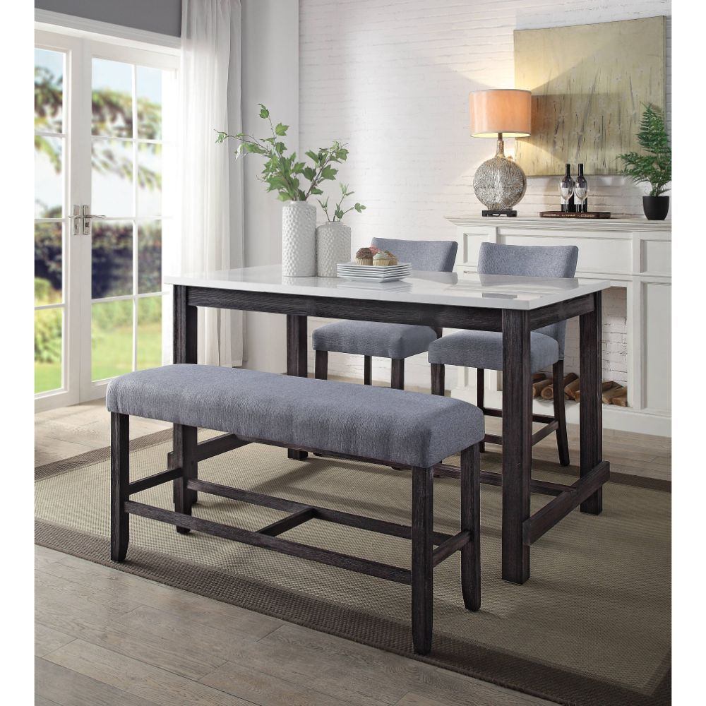 Yelena - Counter Height Bench - Fabric & Weathered Espresso