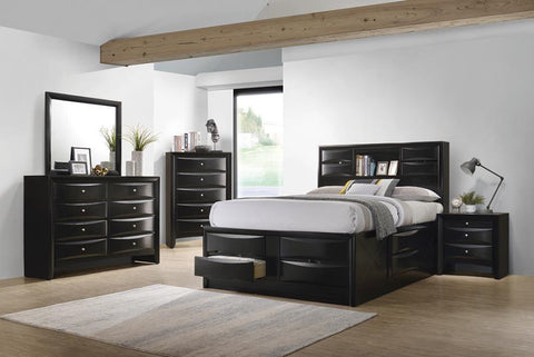 Black / 4 Pc. Bed, Dresser, Mirror, Nightstand / King