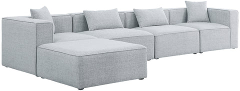 Cube - Modular Sectional 5 Piece - Gray - Fabric