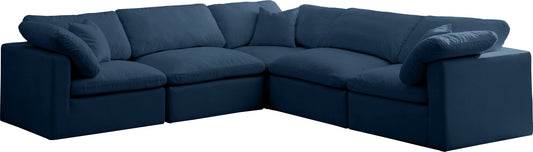 Plush - Velvet Standart Comfort 5 Piece Modular Sectional - Navy