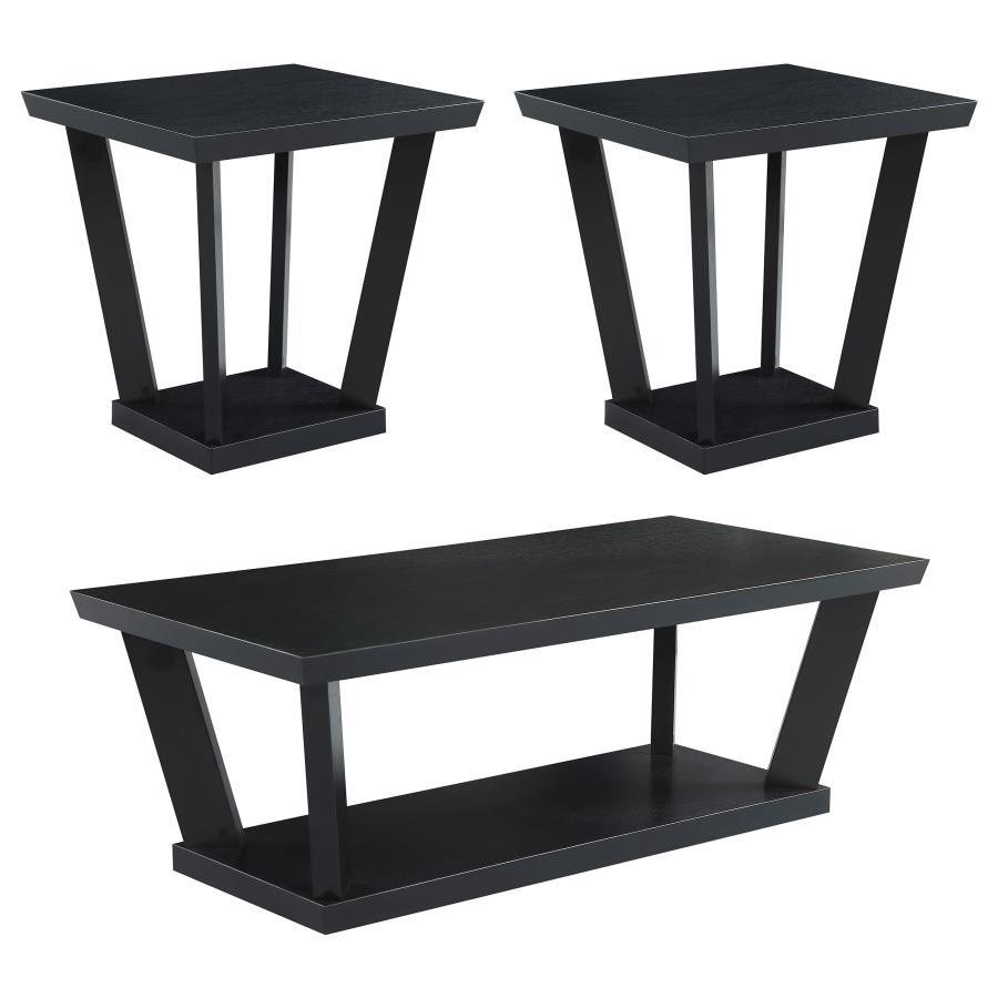 Aminta - 3 Piece Occasional Set With Open Shelves - Black
