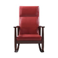 Raina - Rocking Chair - Red PU & Espresso Finish