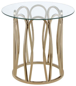 Monett - Round Glass Top Side End Table - Chocolate Chrome