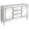 Leticia 3-Drawer Mirrored Storage Accent Cabinet - Silver