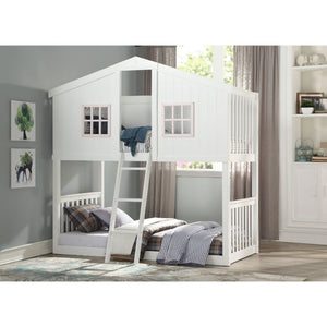 Rohan - Cottage Twin Over Twin Bunk Bed - White & Pink