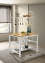 Edgeworth - Kitchen Island Counter Table With Pot Rack - White