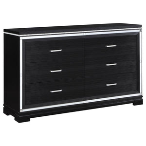 Cappola - Rectangular 6-Drawer Dresser - Silver And Black