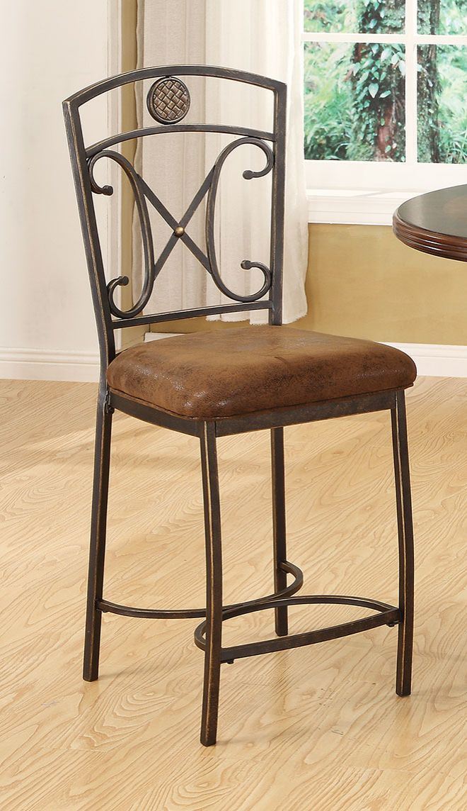 Tavio - Counter Height Chair (Set of 2) - Fabric & Antique Bronze - 41