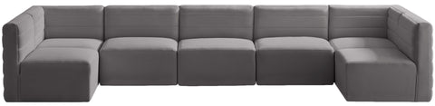 Quincy - Modular Sectional 7 Piece - Grey - Fabric