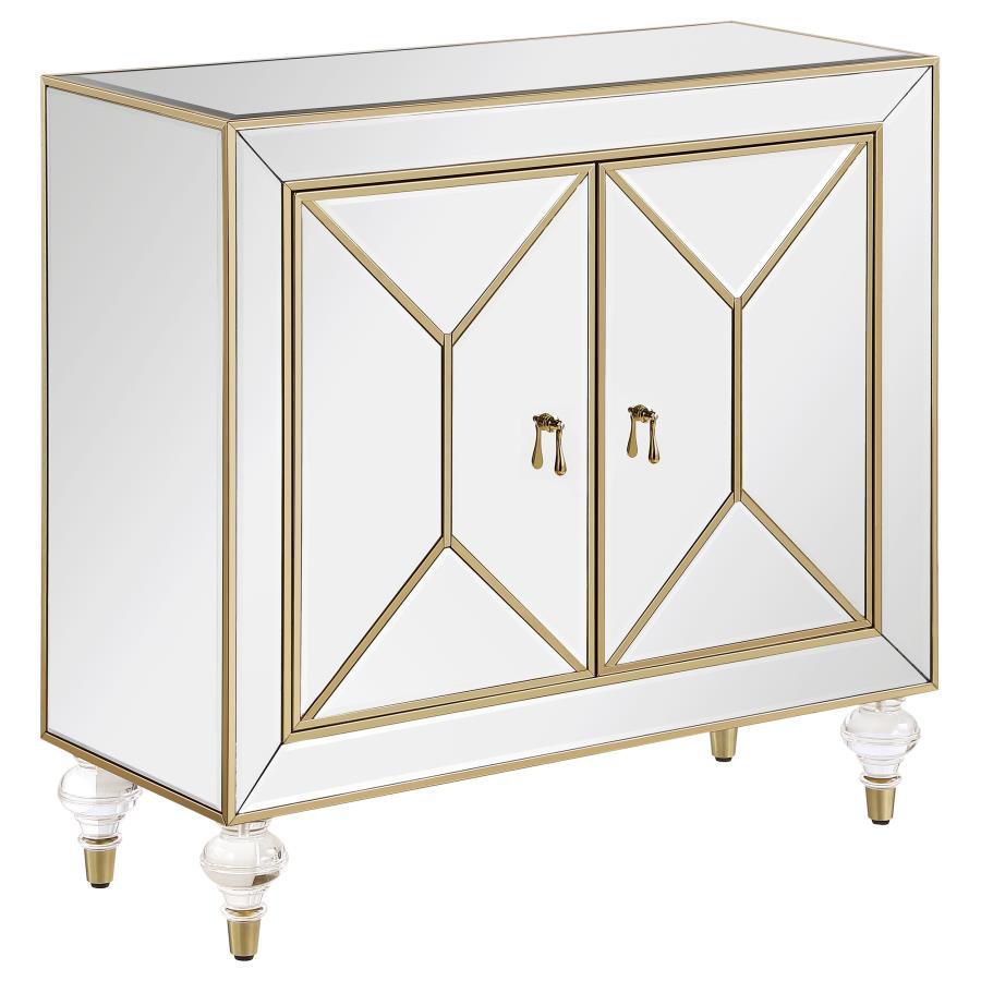 Lupin - 2-Door Mirrored Storage Accent Cabinet - Champagne