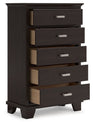 Covetown - Dark Brown - Five Drawer Chest