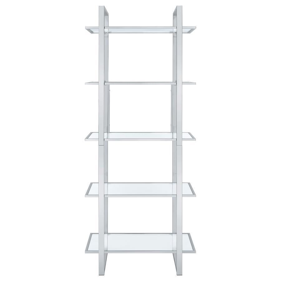 Hartford - 5-Shelf Glass Bookshelf - Chrome