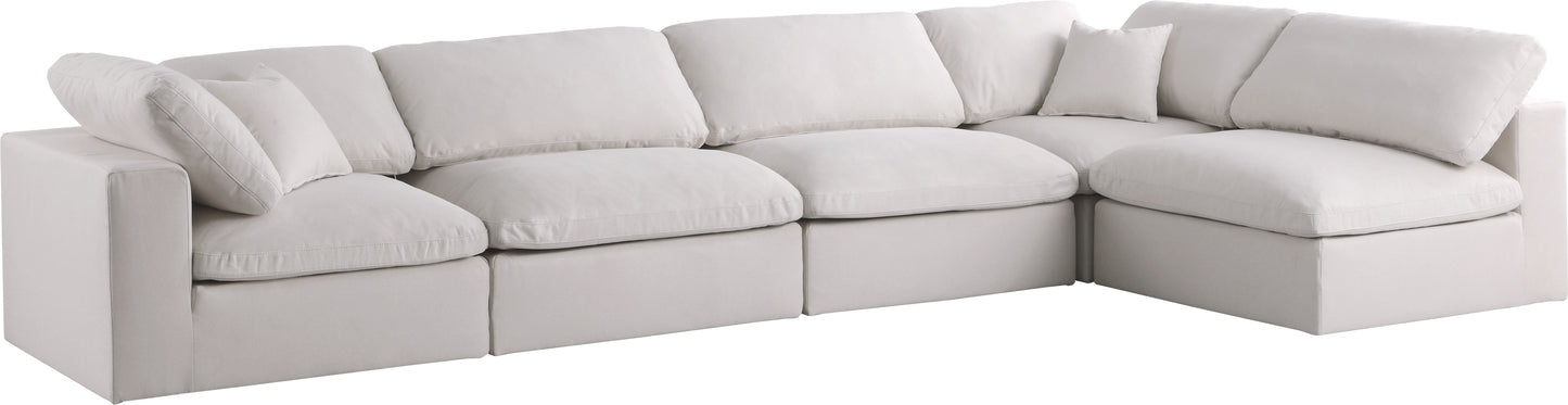 Plush - Velvet Standart Comfort Modular Sectional 5 Piece - Cream