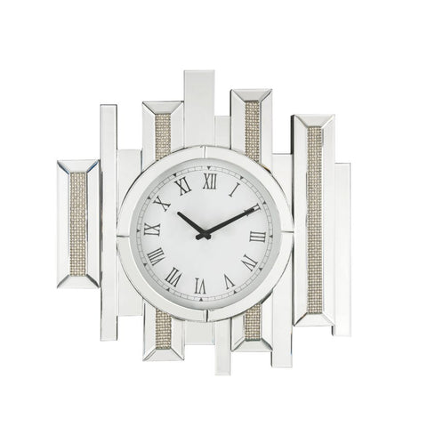 Lavina - Wall Clock - Mirrored & Faux Diamonds - 22"