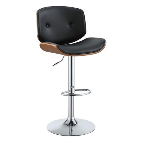 Camila - Stool - Black PU & Walnut - 45"