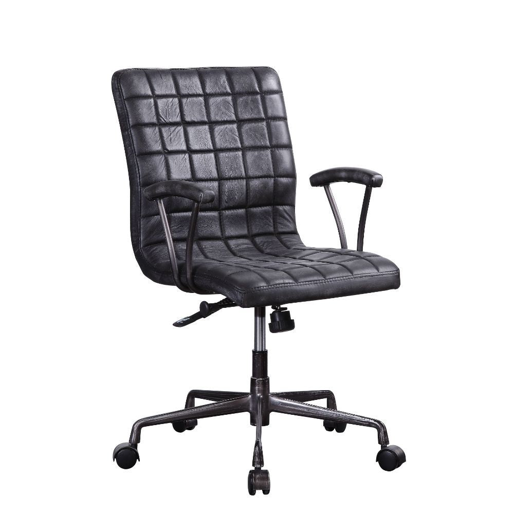 Barack - Executive Office Chair - Vintage Black Top Grain Leather & Aluminum